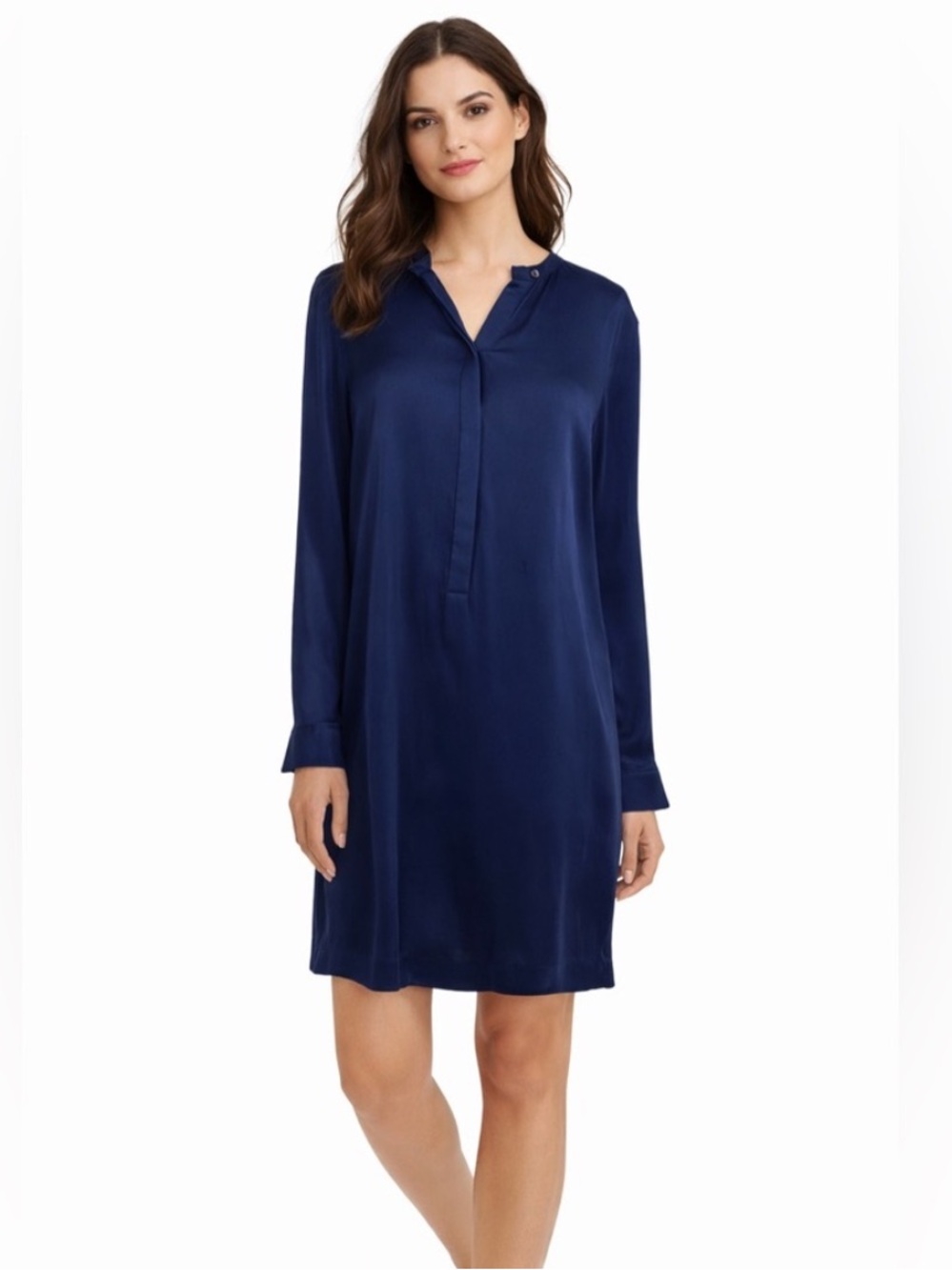 VINCE BLUE SILK LONG SLEEVE TUNIC DRESS SIZE 8